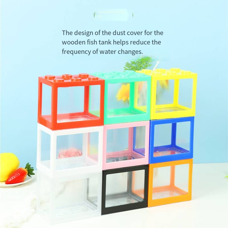 Aquarium Fish Goldfish - Novelty Block‑Shaped Mini Aquarium Desktop Goldfish