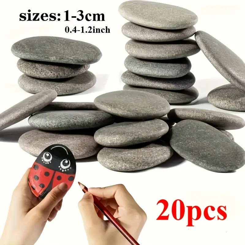 Aquarium Fish Fishing - 20Pcs Natural River Rocks Smooth Flat